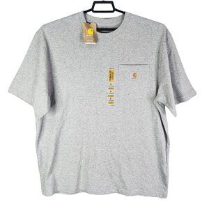 Mens Gray Carhartt Original Fit Shirt w/ Pocket & Graphic Design Short Sleeve XL